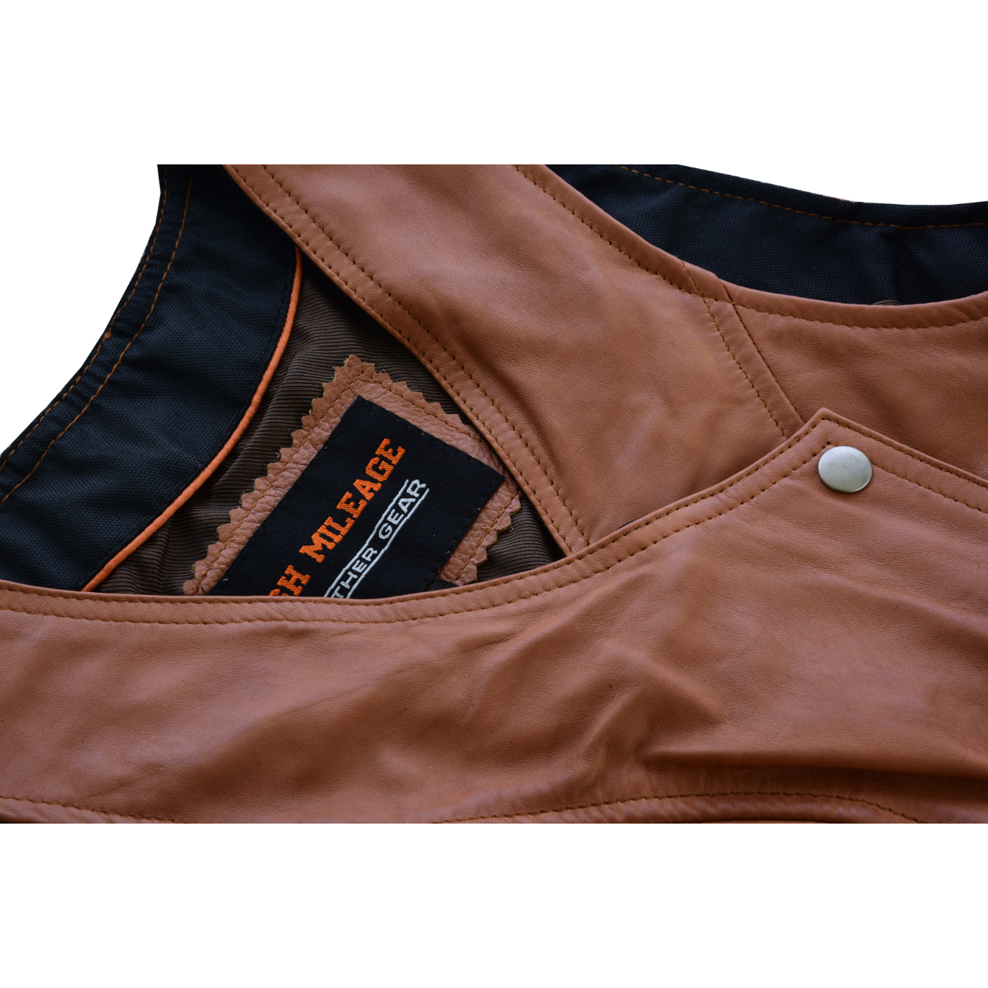 Ladies Premium Brown Soft Vintage Leather Concealed Carry Motorcycle Vest Buckle Strap thumbnail