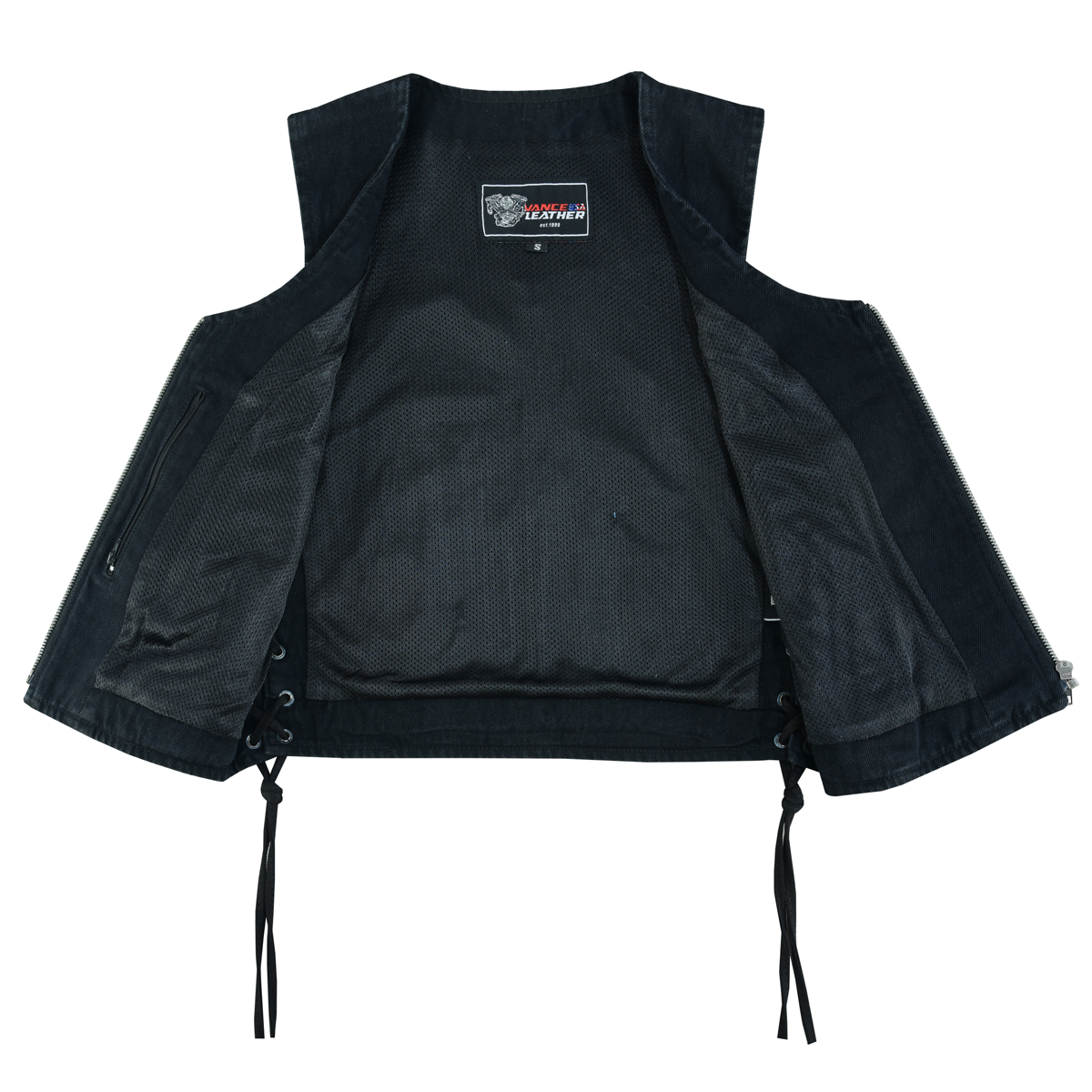 Women's Black Denim Women\'s 8 Pocket Vest that comes fully lined. Features: Vest Fully thumbnail