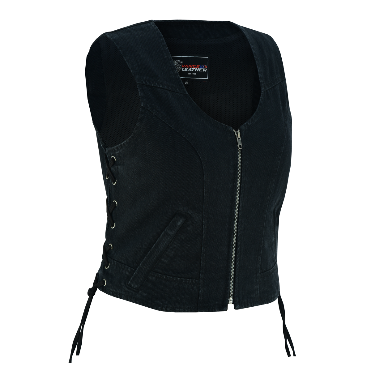 Women's Black Denim Women\'s 8 Pocket Vest that comes fully lined. Features: Vest Fully thumbnail