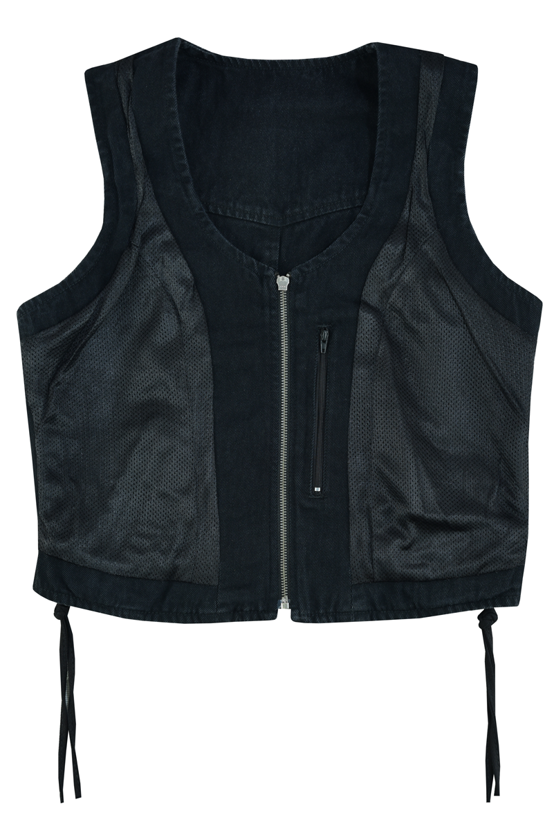 Women's Black Denim Women\'s 8 Pocket Vest that comes fully lined. Features: Vest Fully thumbnail