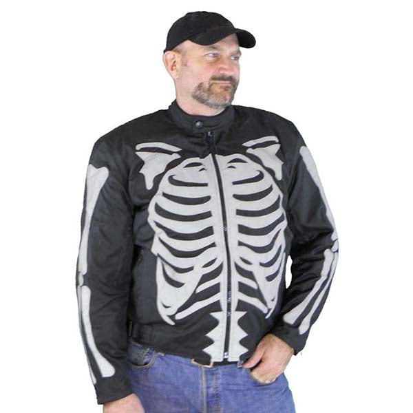 Vance Leather Men's Textile Jacket Stand out in the crowd with this reflective skeleton. Features Protection pads thumbnail