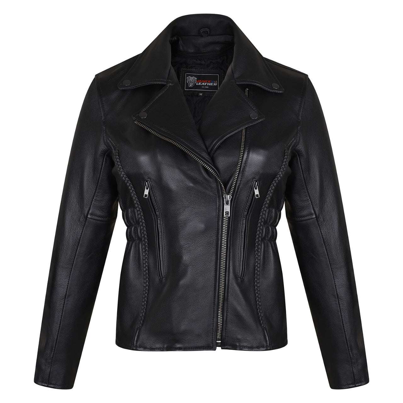 Vance Leather Ladies Standard Leather This Braid Stud Jacket. Fully lined  it also has a quilted thumbnail