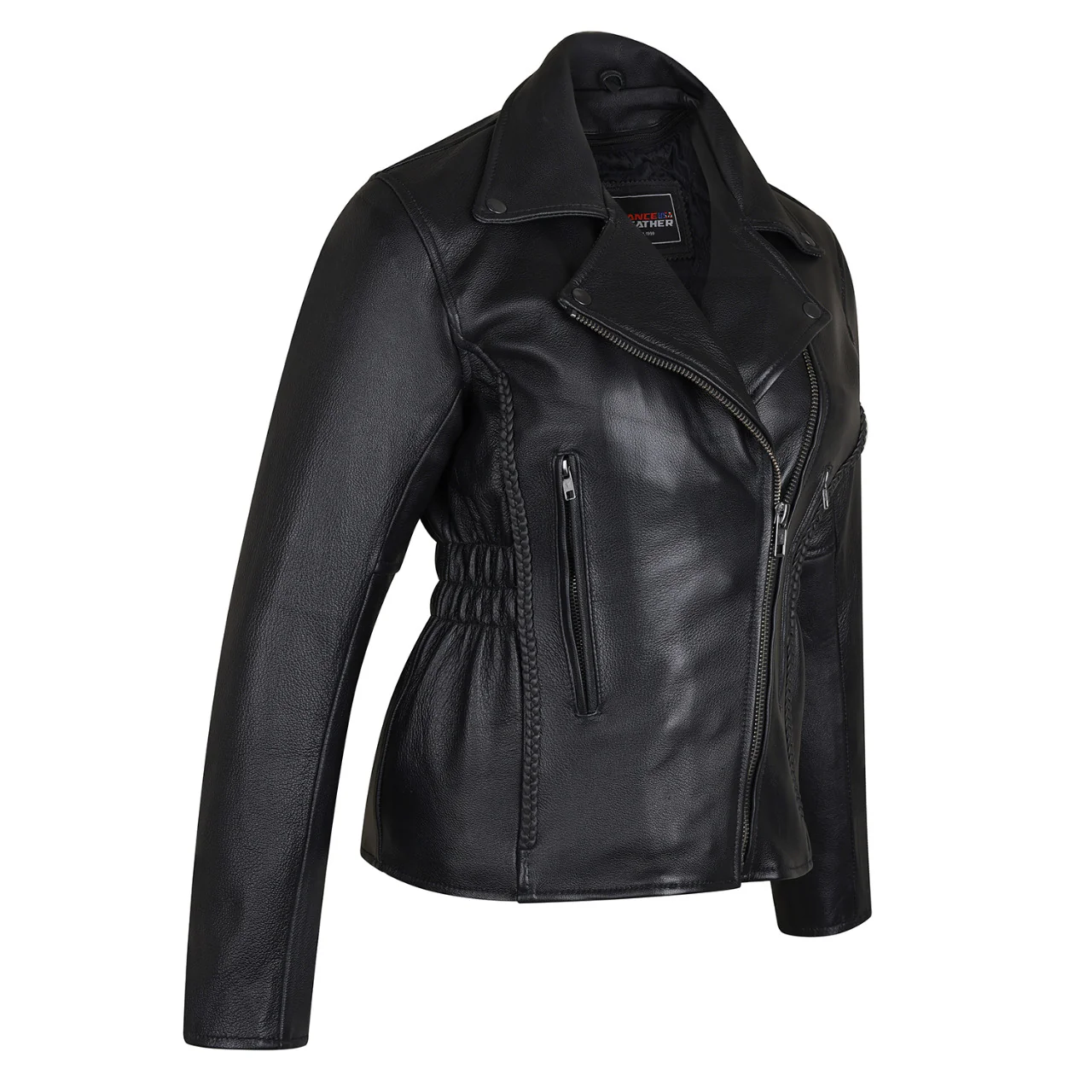 Vance Leather Ladies Standard Leather This Braid Stud Jacket. Fully lined  it also has a quilted thumbnail