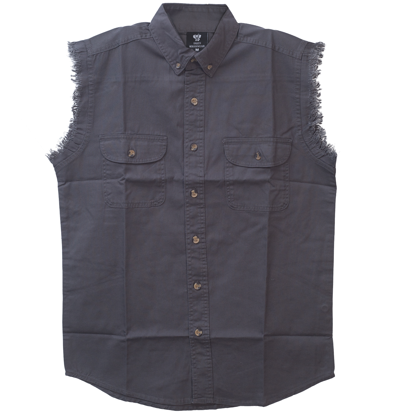 Vance Leather Mens Cutoffs Charcoal Introducing the ultimate Biker Cut-Off Sleeveless Shirt in - where thumbnail