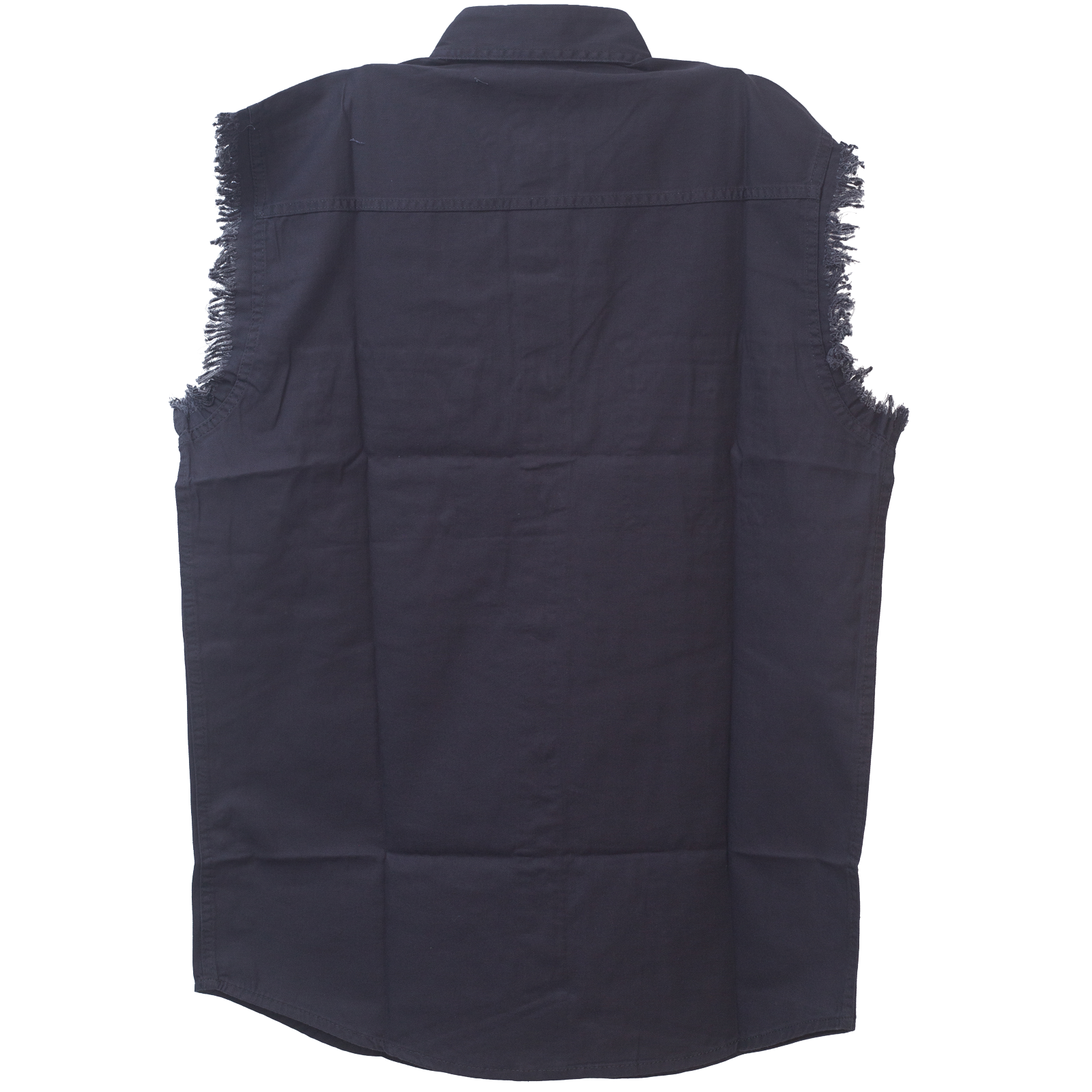 Mens Cutoffs Dark Introducing the ultimate Biker Cut-Off Sleeveless Shirt in Blue where thumbnail
