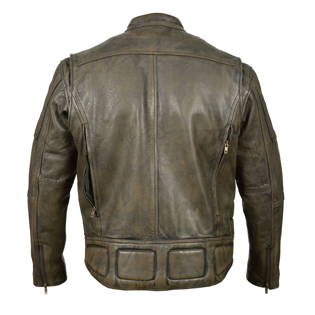 High Mileage Men's This fine lined vented scooter jacket is made from distressed brown premium thumbnail