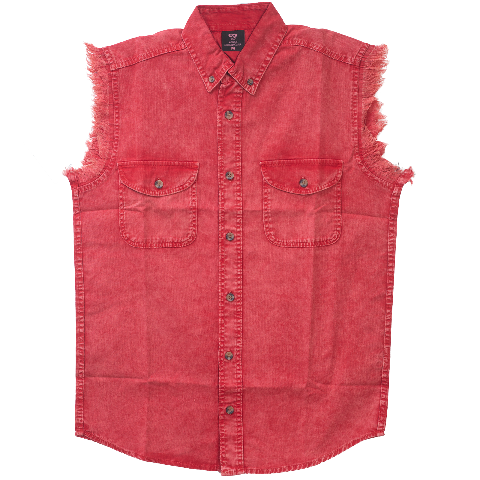 Mens Cutoffs Red Introducing the ultimate Biker Cut-Off Sleeveless Shirt in Acid Wash thumbnail