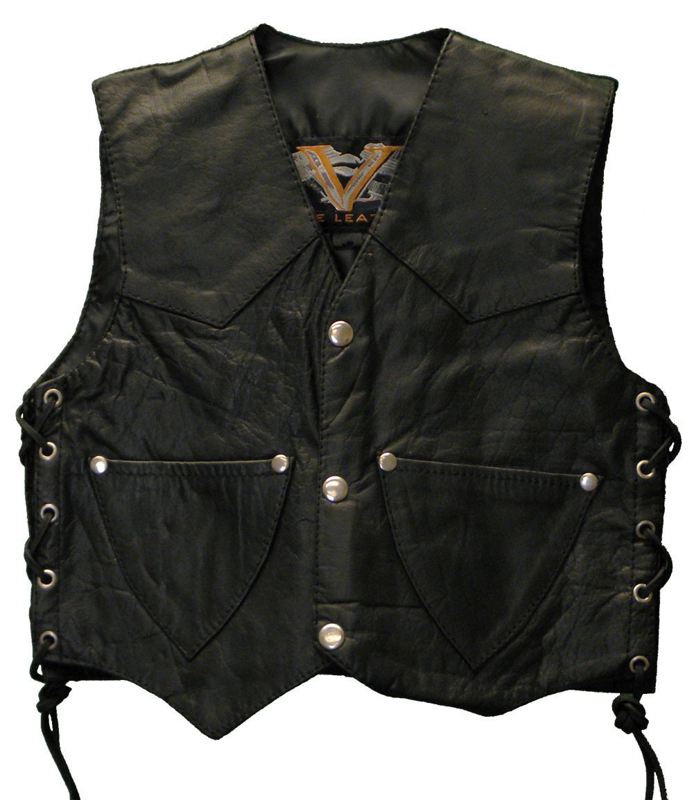 Kid's Top Grain Kids want to have fun! The Kids Side Laced Biker Leather Vest is a great thumbnail