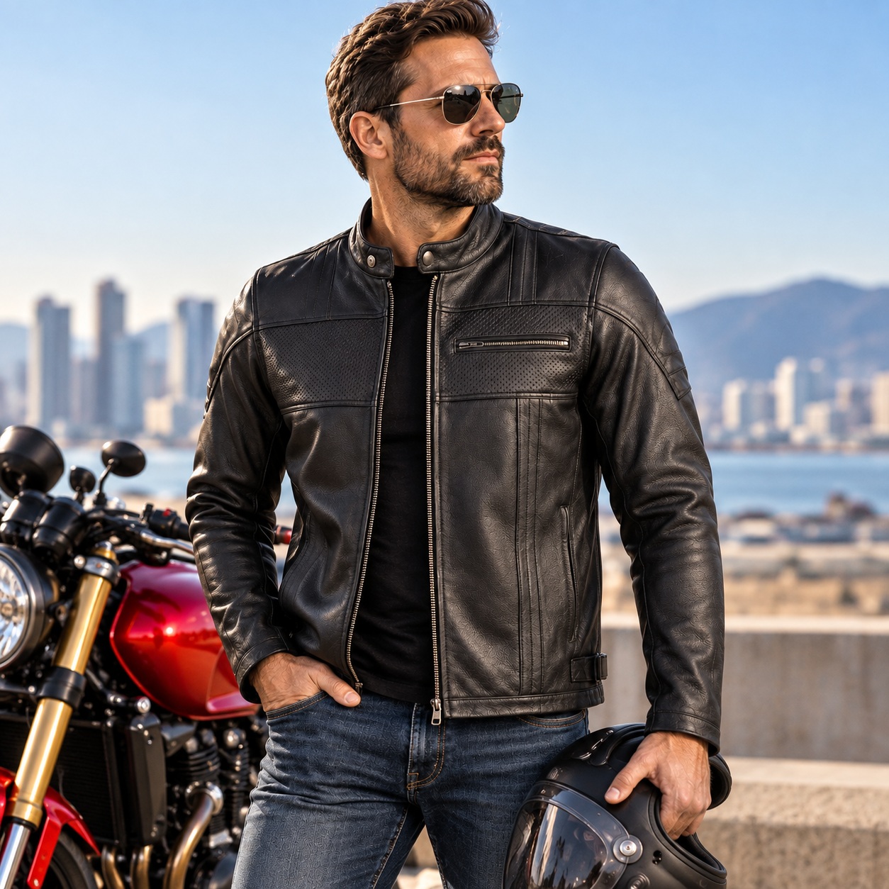 Vance Leathers' Men's 100% Premium LEATHER: is made of 100% Leather to provide the best quality of thumbnail