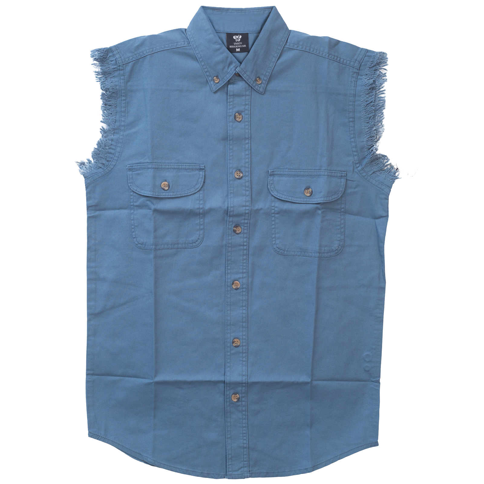 Mens Cutoffs Light Introducing the ultimate Biker Cut-Off Sleeveless Shirt in Blue where thumbnail