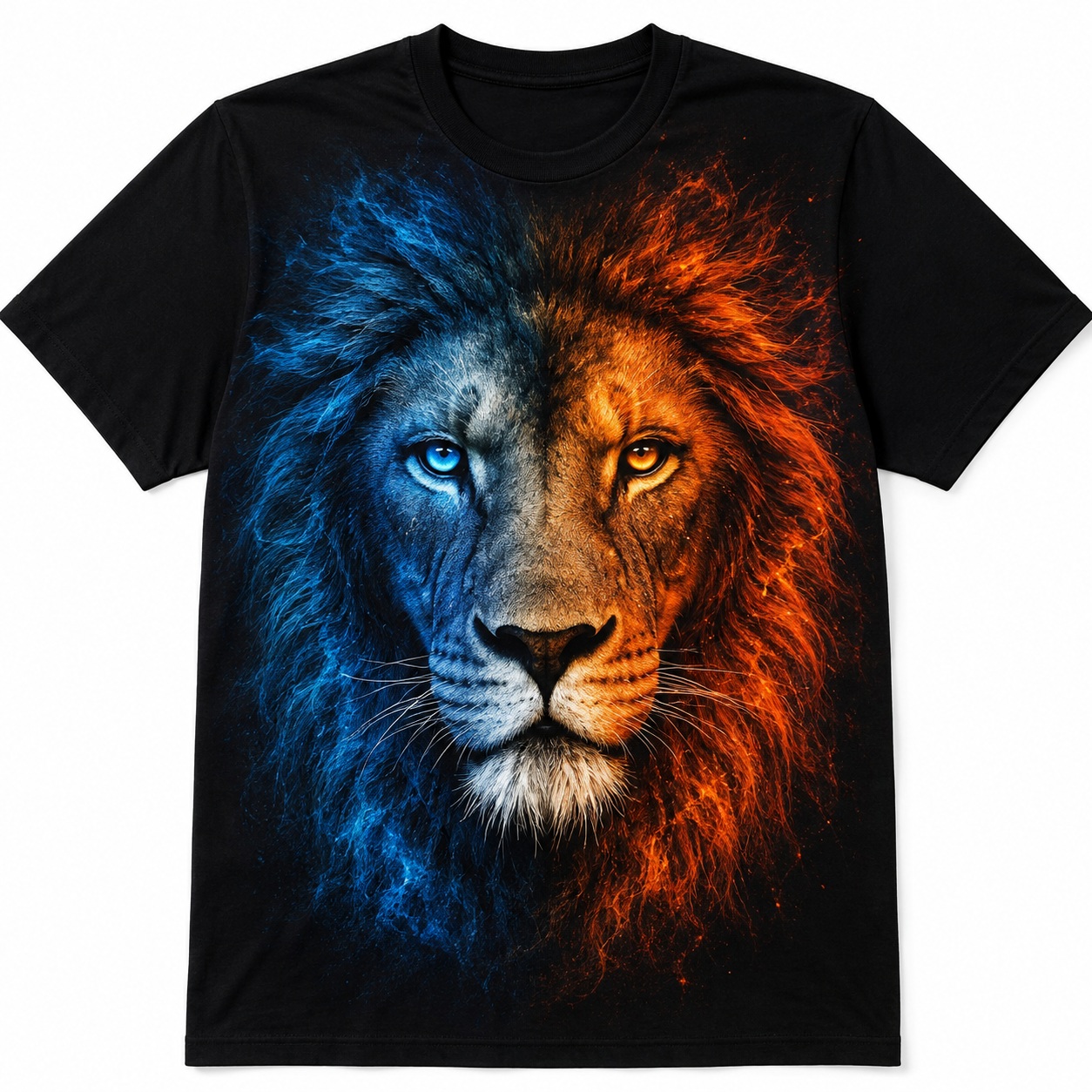 Mens 3D Lion Graphic T Shirt Fierce Lion Face Tee Crew Neck Short Sleeve thumbnail