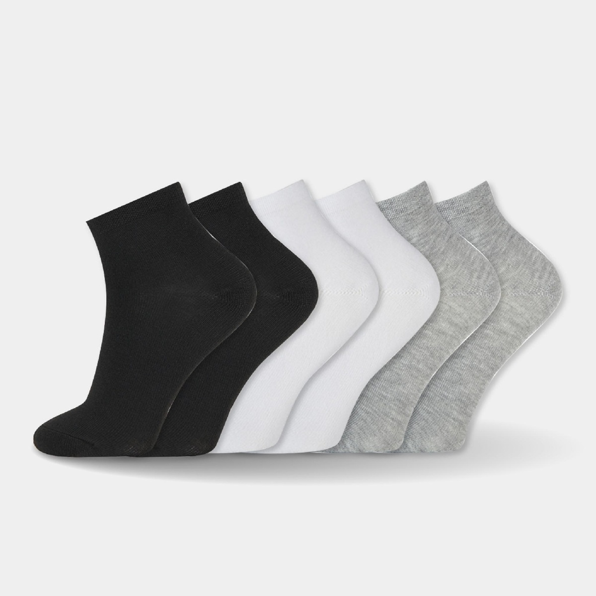 Sneaker Socks Women 6 Pairs Low Cut Cotton Blend Ankle Socks Black Gray White thumbnail