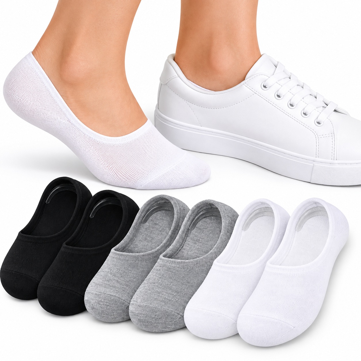 6 Pairs No Show Socks Women Low Cut Invisible Liner Socks Non Slip Casual thumbnail