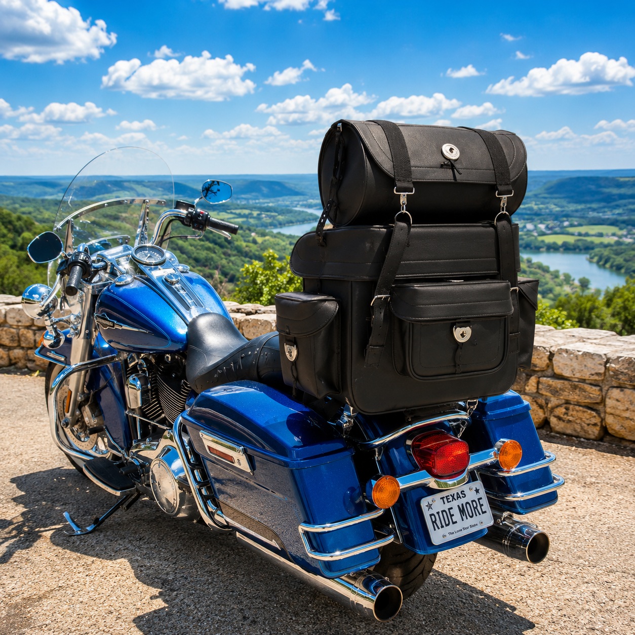 Vance Leather Large Sissy Bar Available with or with out studs. This 2-bag road pack is constructed of water thumbnail