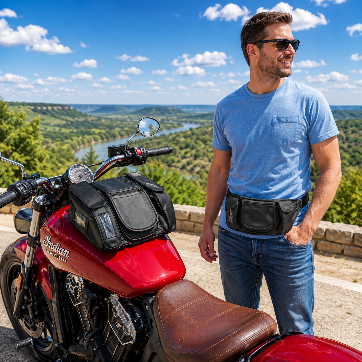 Vance Leather Magnetic Tank Bag/Fanny PVC Construction Standard Size Hook and Loop Closures Fanny Pack 5 Separate thumbnail