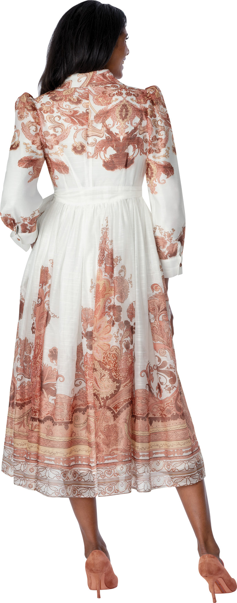 Plus Size A-Line Multicolor Church Dress for Women Printed Midi Modest Prayer Dress thumbnail
