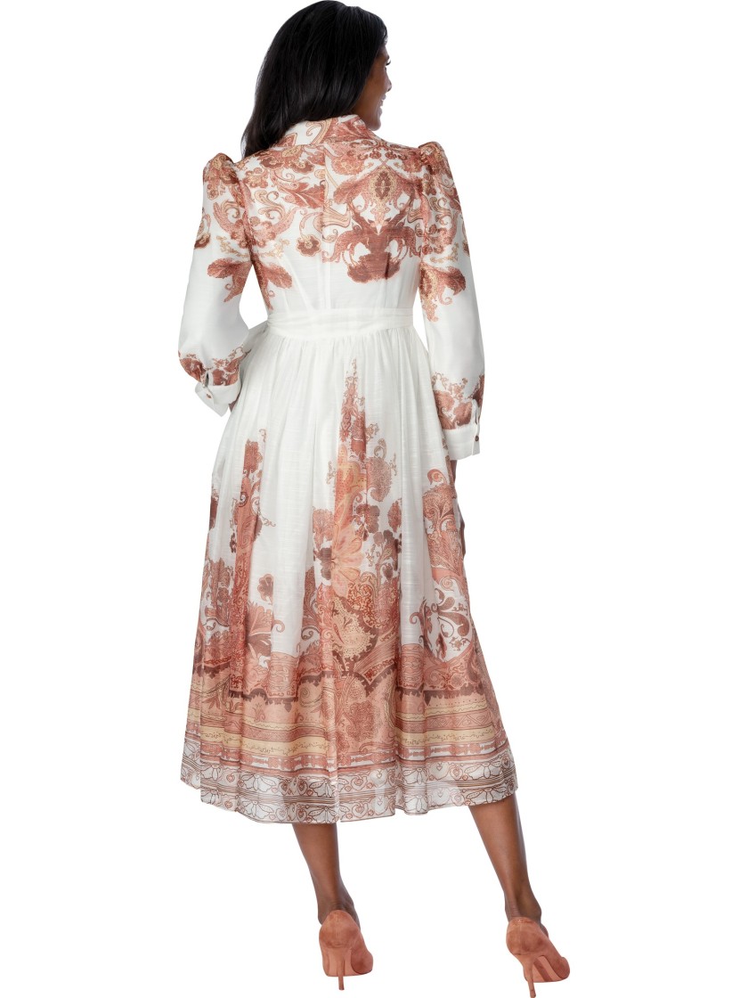Elegant A-Line Multicolor Church Dress for Women Printed Midi Modest Prayer Dress thumbnail
