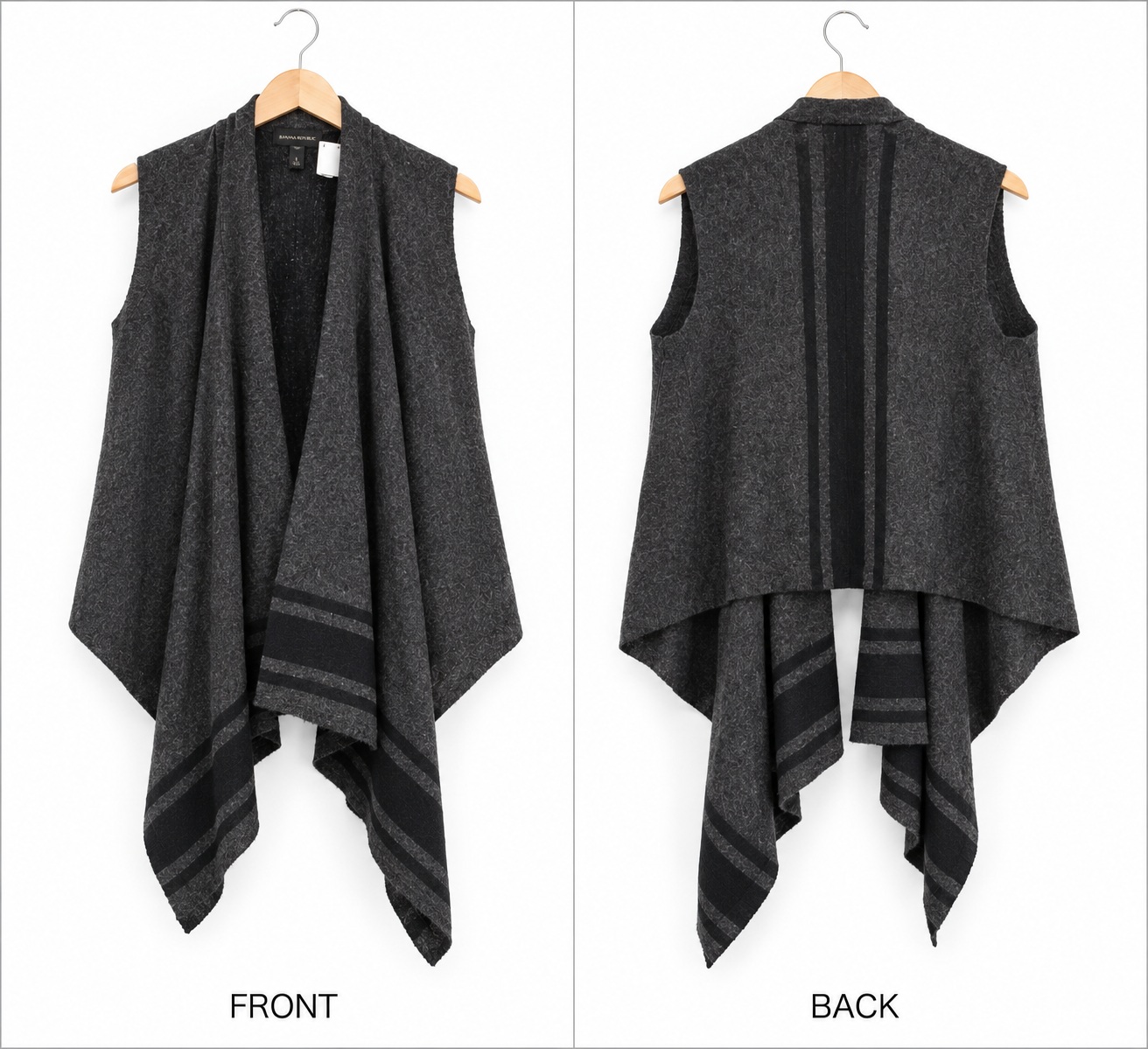 Banana Republic Wool Alpaca Poncho Womens Gray Waterfall Cardigan Draped Wrap thumbnail