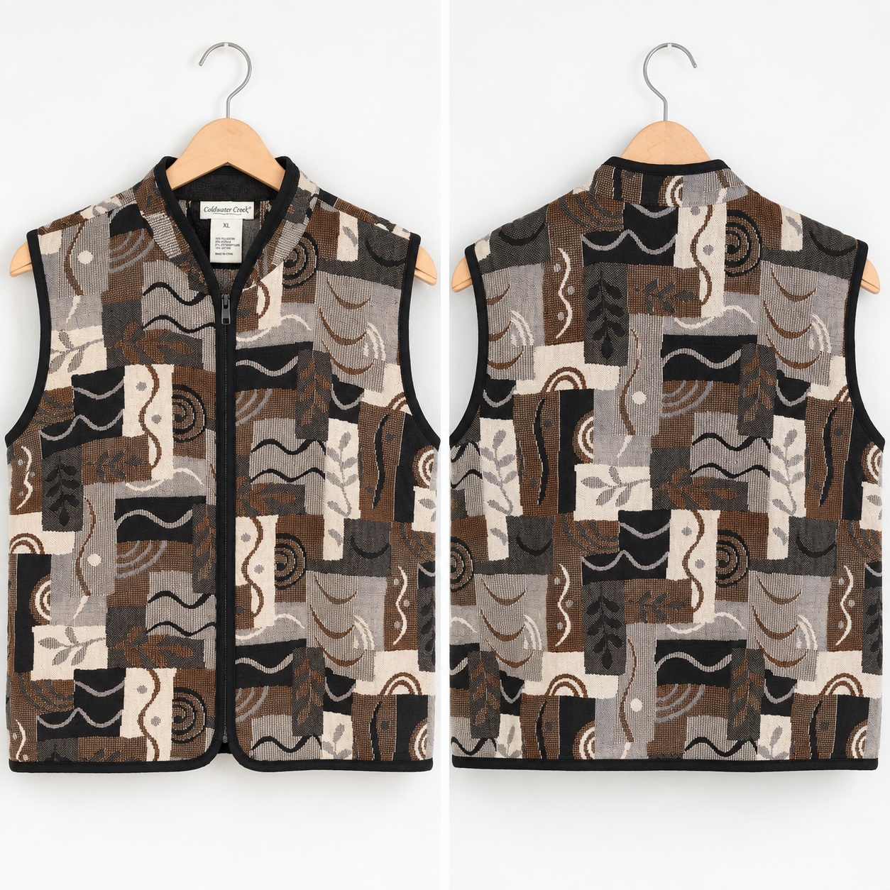 Womens Sleeveless Jacket Zip Front Floral Botanical Lightweight Coldwater Creek thumbnail