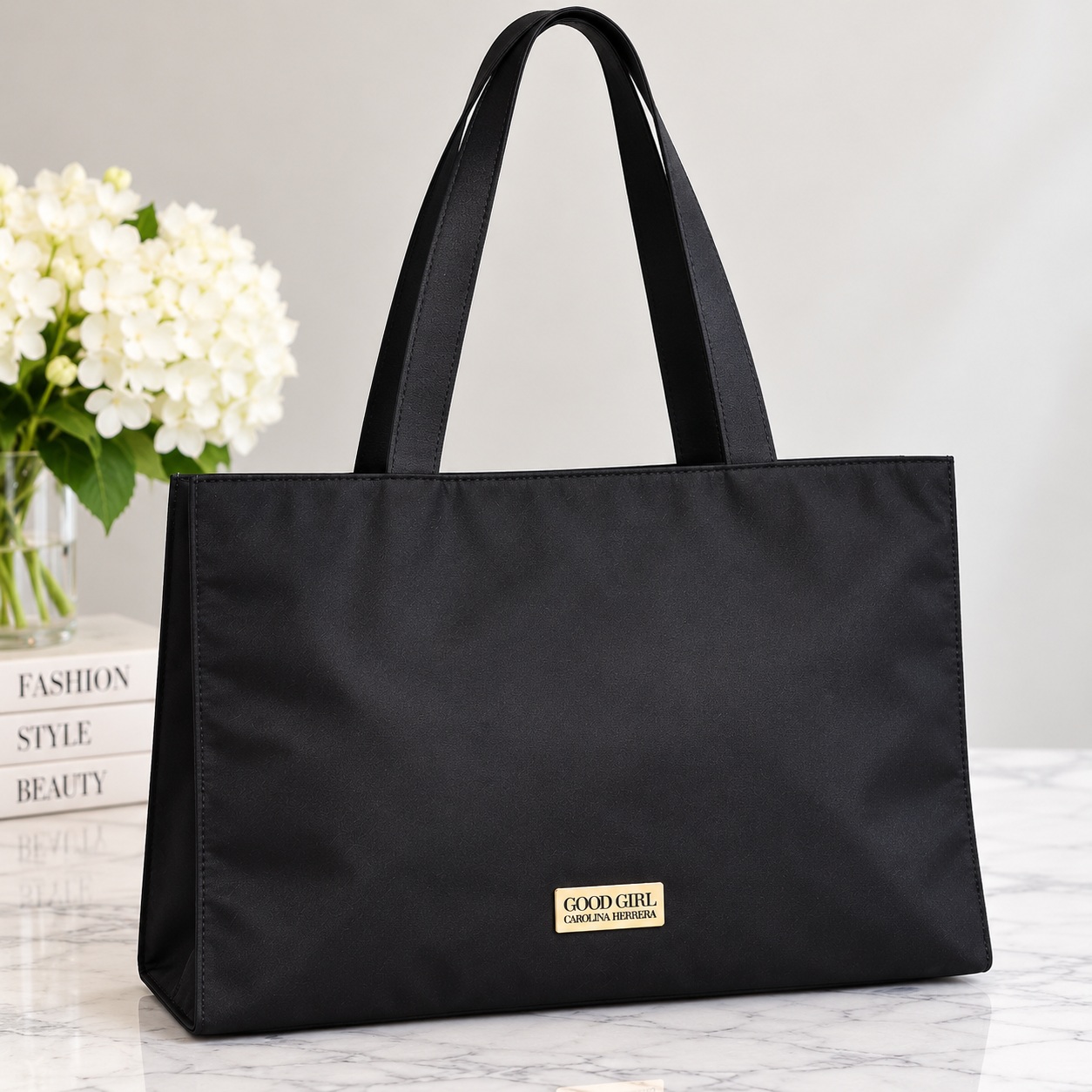 Carolina Herrera Good Girl Tote Bag Black Large Shopper Shoulder Bag 15.5" thumbnail