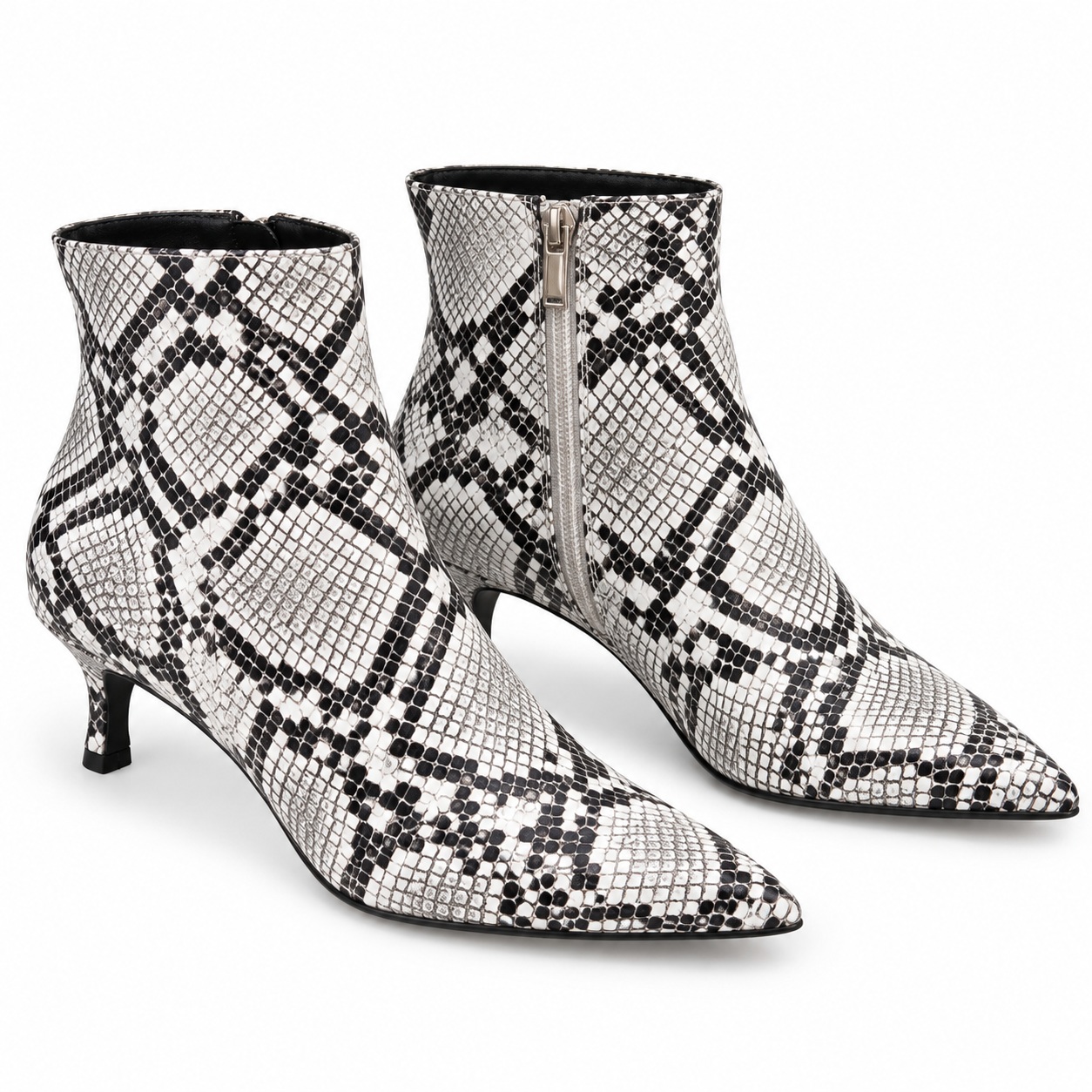 Snake Print Booties Womens Pointed Toe Kitten Heel Going Out IDIFU Size 7.5 thumbnail